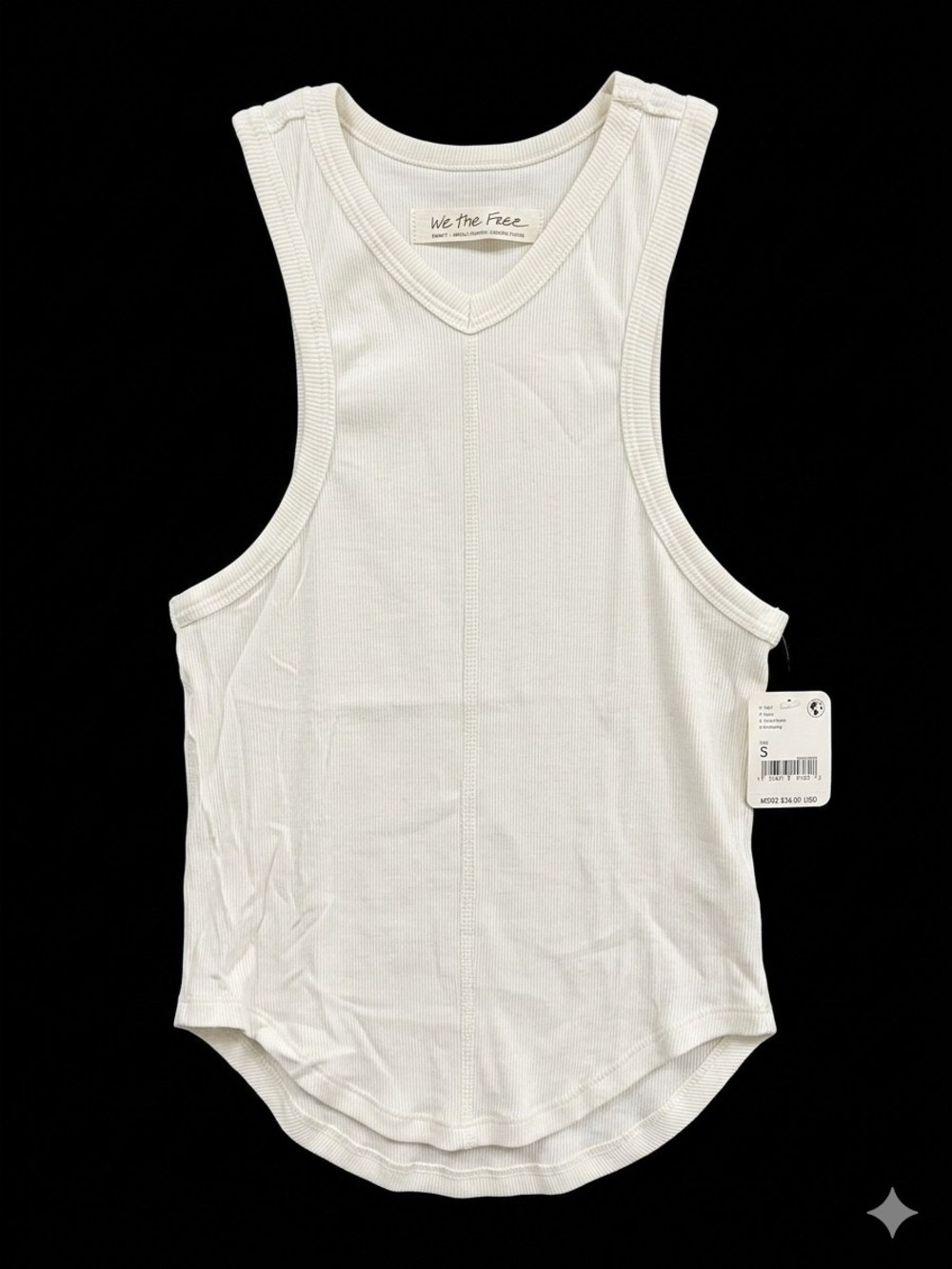 We The Free Ribbed V-Neck Tank Top in White